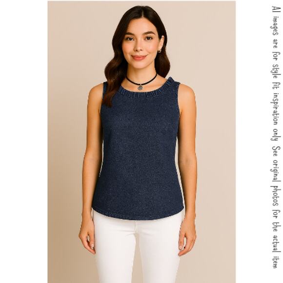 GAP Dark Blue Denim Sleeveless V-Back Top, S, NWT! - Picture 9 of 9